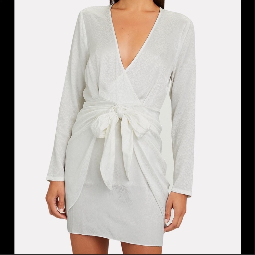 NWT Ronny Kobo Marissa Jacquard Silk Tie Waist Mini Dress